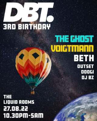 DBT. 3rd Birthday, Fringe closing party flyer, 27.08.22